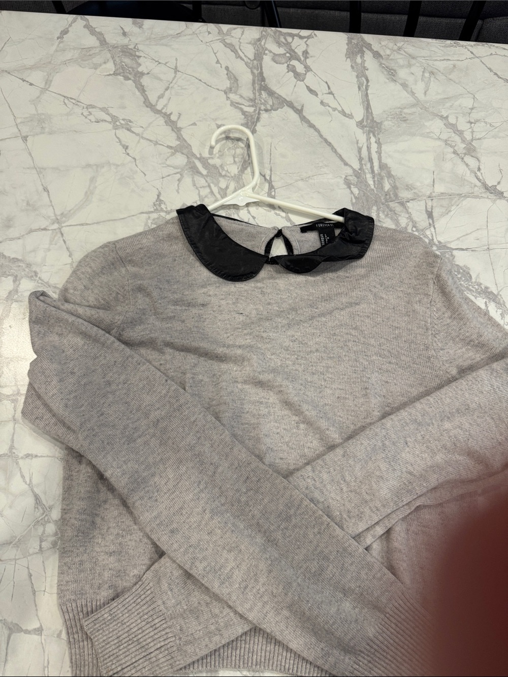 Forever 21 Gray Sweater with Black Peter Pan Collar